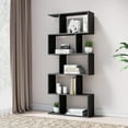 thumbnail image 4 of Cozy Castle Geometric Bookshelf Set of 2, 62" Tall Bookcase with 5-Tier Display Shelf, Black, 4 of 7