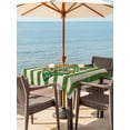 thumbnail image 2 of Outdoor Tablecloth with Umbrella Hole and Zipper, St Patrick's Day Square Table Cloth 54x54 Inch Waterproof Tablecloth, Green Lucky Gnomes Retro Green White Stripes Picnic Table Cover for Patio, 2 of 7