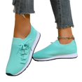 thumbnail image 2 of Domuza Unisex Breathable Hollow Fly Knit Sneakers, Sock Slip On Lace Up Lightweight Flexible Casual Walking Shoes with Two-Tone Non-Slip Outsole Blue 6.5（EU-37）, 2 of 9