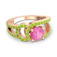 thumbnail image 3 of 2.50 Ct Latest Round Shape Pink Sapphire & Peridot Gemstone Engagement Ring for Ladies Solid 18K Rose Gold Size 3.5 by Diamond-Capitals, 3 of 8