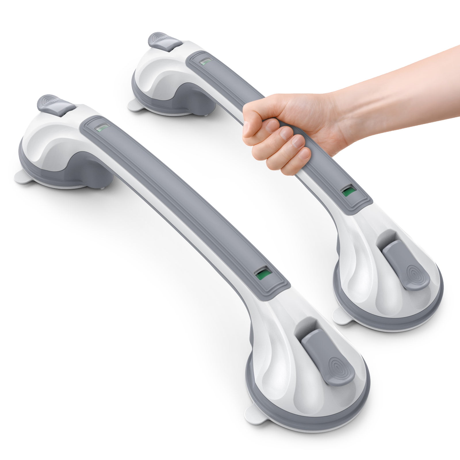 Roylvan 16.8" Shower Handle for Elderly with Safety Indicators, 2 Pack Grab Bars for Shower Strong Suction, Shower Grab Bars for Seniors