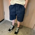 thumbnail image 4 of Baggy Shorts Boys 10-11 Years Jorts for Boys Baggy Jorts Boys Denim Shorts Kids Baggy Jorts Boys Summer Shorts With Pockets #Dark Blue, 4 of 6