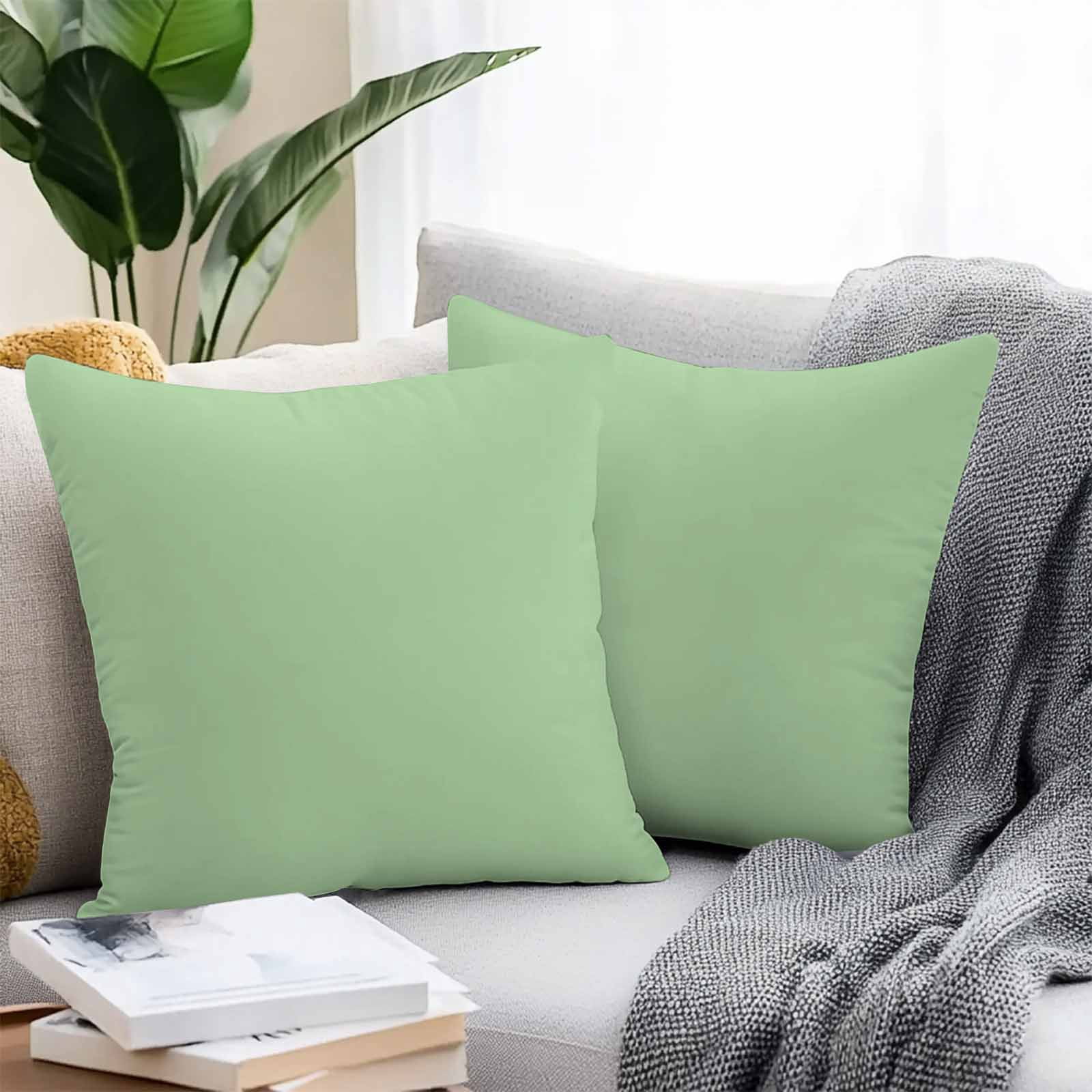 Light Green Throw Pillow Covers 20x20 Inch Set of 2, Farmhouse Solid Green Color Modern Art Waterproof Outdoor Pillow Covers, Decorative Cushion Pillowcases for Couch, Sofa, Bed, Garden, Patio