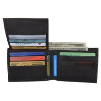 Lamb Leather Flap Up ID Card Holder W/Zippered Compartment Bifold Wallet 3053