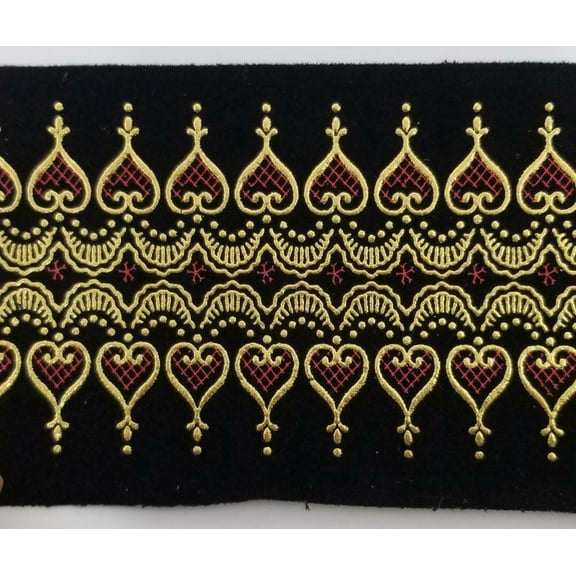 3.5" Faux Suede with Metallic Jacquard Trim - 8 Continuous Yards