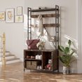 thumbnail image 1 of 70" Hall Tree with Bench, Metal Frame Entryway Organizer with Shoe Storage, Hooks & Shelf for Mudroom, Hallway, 1 of 6
