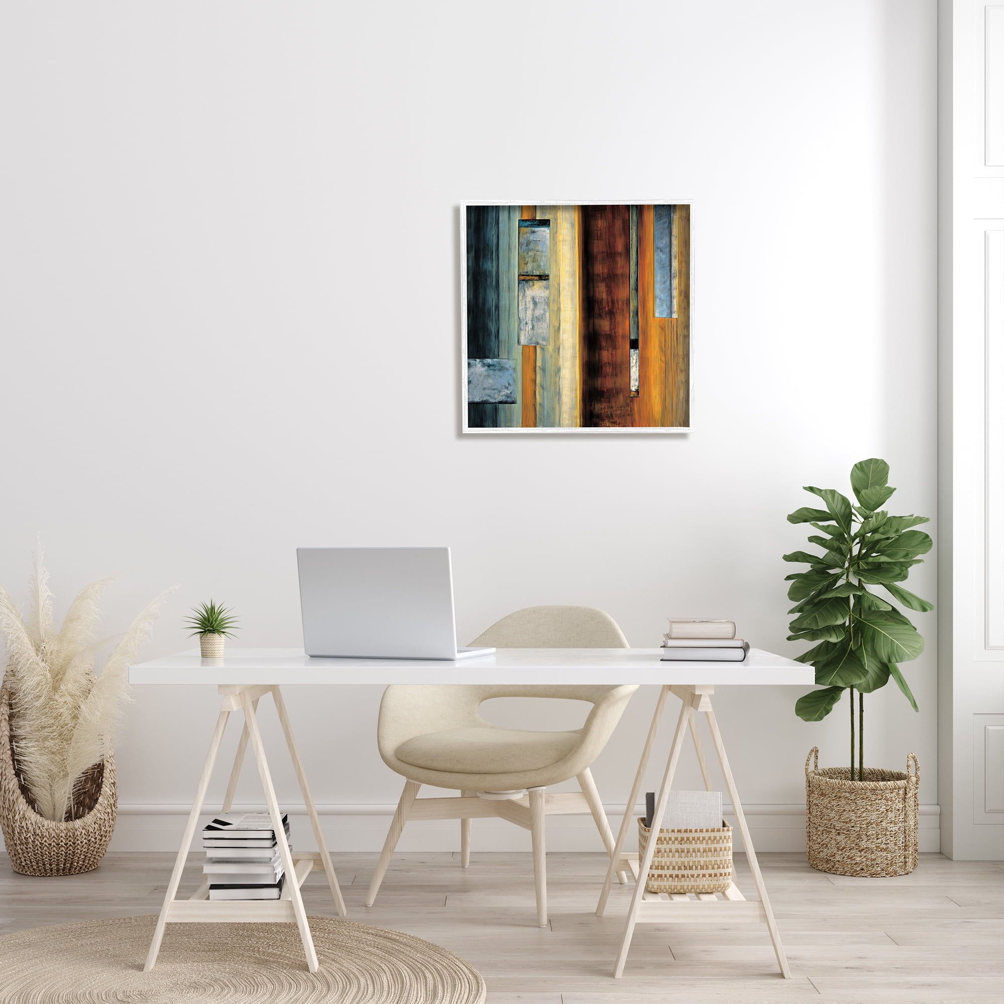 Stupell Industries Rustic Rectangular Abstraction Brown Orange Blue, 24 x 24, Designed by Aaron Summers