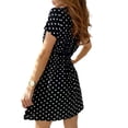 thumbnail image 4 of Cilcicy Women Elegant Fashion Short Sleeve V-Neck Polka Dot Lace Up Split Dress, 4 of 4