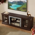 thumbnail image 3 of Resenkos 70-Inch Modern TV Stand, 2-Door Faux Stone Media Console & Entertainment Center for Living Room, Cherry, 3 of 16