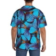 thumbnail image 3 of Fuzoiu Blue Butterflies Print Men's Casual Short,Men's Short Sleeve Shirt,Mens Casual Button Down Shirts,Cuban Collar Summer Shirt for Beach, Vacation, and Outdoor Activities-3X-Large, 3 of 5