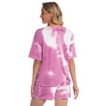 thumbnail image 5 of PNTUTB Women's Fashion Tie Dye Crew Neck Short Sleeve Top with Elastic Waist Shorts Comfortable Pajama Set, 5 of 6