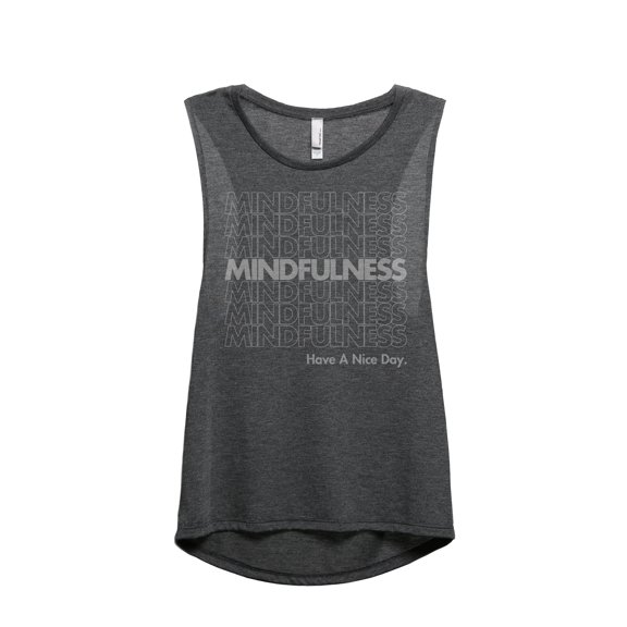 Mindfulness Women's Fashion Sleeveless Muscle Tank Top Tee Charcoal Grey Small