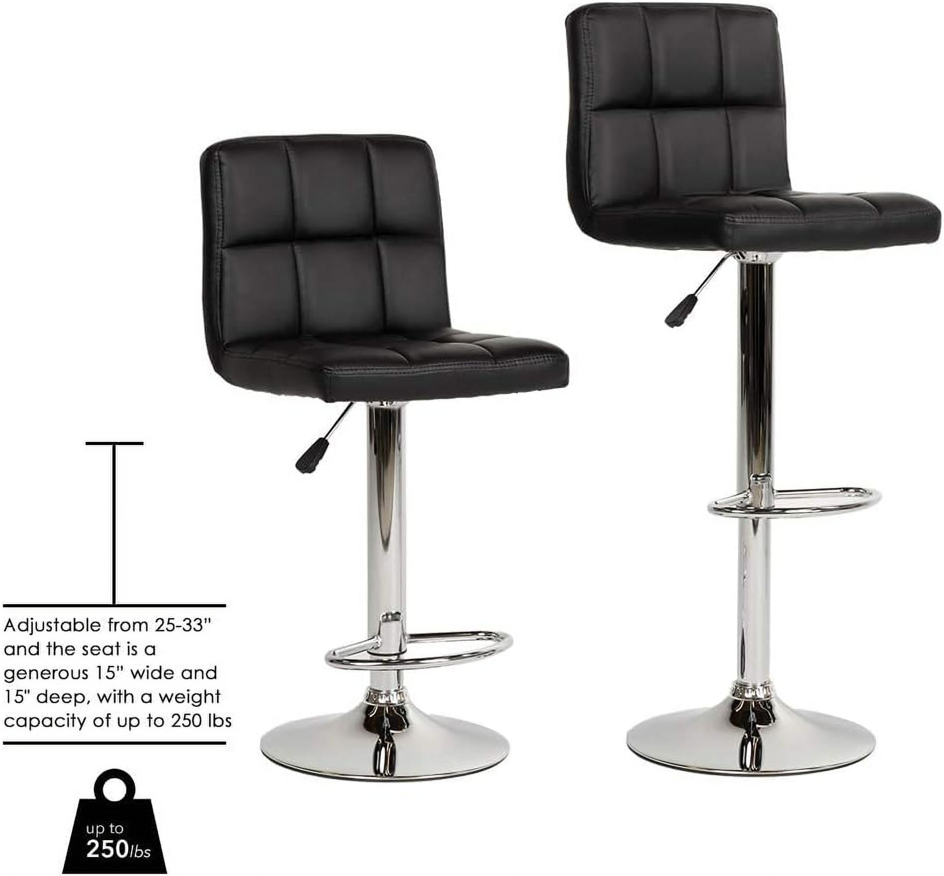 YRLLENSDAN Adjustable Bar Stools Set of 2, Kitchen Bar Stools Swivel Bar Stools with Back Bar Stools for Kitchen Counter, Black