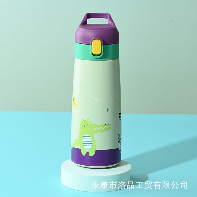 Termo de acero inoxidable 304 para niños, taza con ventosa que rebota, taza de agua portátil con dibujos animados para estudiantes y bebés