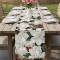 thumbnail image 4 of White Magnolia Blossom Table Runner 90 Inches, Spring Floral Flowers Farmhouse Bed Runner Dresser Scarves Tabletop for Indoor Outdoor Parties/Ceremony/Banquet, 13" x 90", 4 of 9