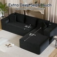 thumbnail image 5 of TOPCOMFY 104" Modern L-Shaped Sectional Sofa with Left Chaise Lounge,Flannel Velvet Upholstered Sectional Couch, Deep Seating & 2 Pillows,Black, 5 of 9