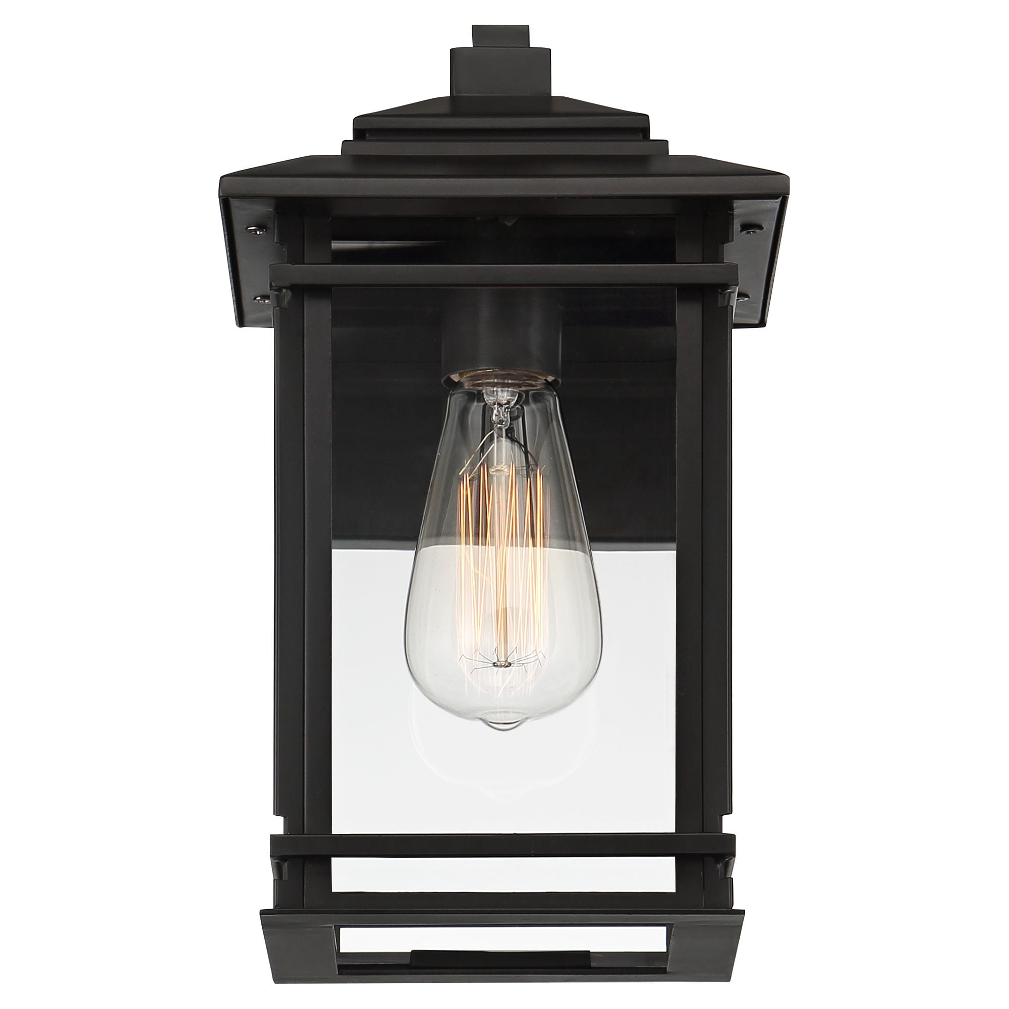 John Timberland North House Mission Outdoor Wall Light Fixtures Set of 2 Matte Black 12" Clear Glass for Post Exterior Barn Deck House Porch