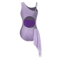 thumbnail image 4 of YEAHDOR Womens Ballet Gymnastics Leotard Sleeveless Rhinestones Wide Shoulder Strap Lyrical Dance Bodysuit Light Purple L, 4 of 7