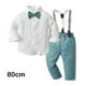 thumbnail image 3 of Qarigey Camisa de boda para niños, pantalón general, banquete, viaje, senderismo, respetuoso con la piel, Tops, pantalones, Kit, ropa, regalo conjuntos de ropa Azul claro 80cm, 3 of 6