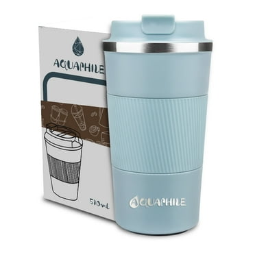 Aquaphile Vacuum Insulated Coffee Travel Mug - Double Walled Reusable Tumbler Cups Light Pink 17 Fluid Ounces