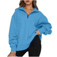thumbnail image 2 of Puntoco Blusa de manga larga con solapa y cremallera de color sólido para mujer Puntoco Puntoco-4815, 2 of 6