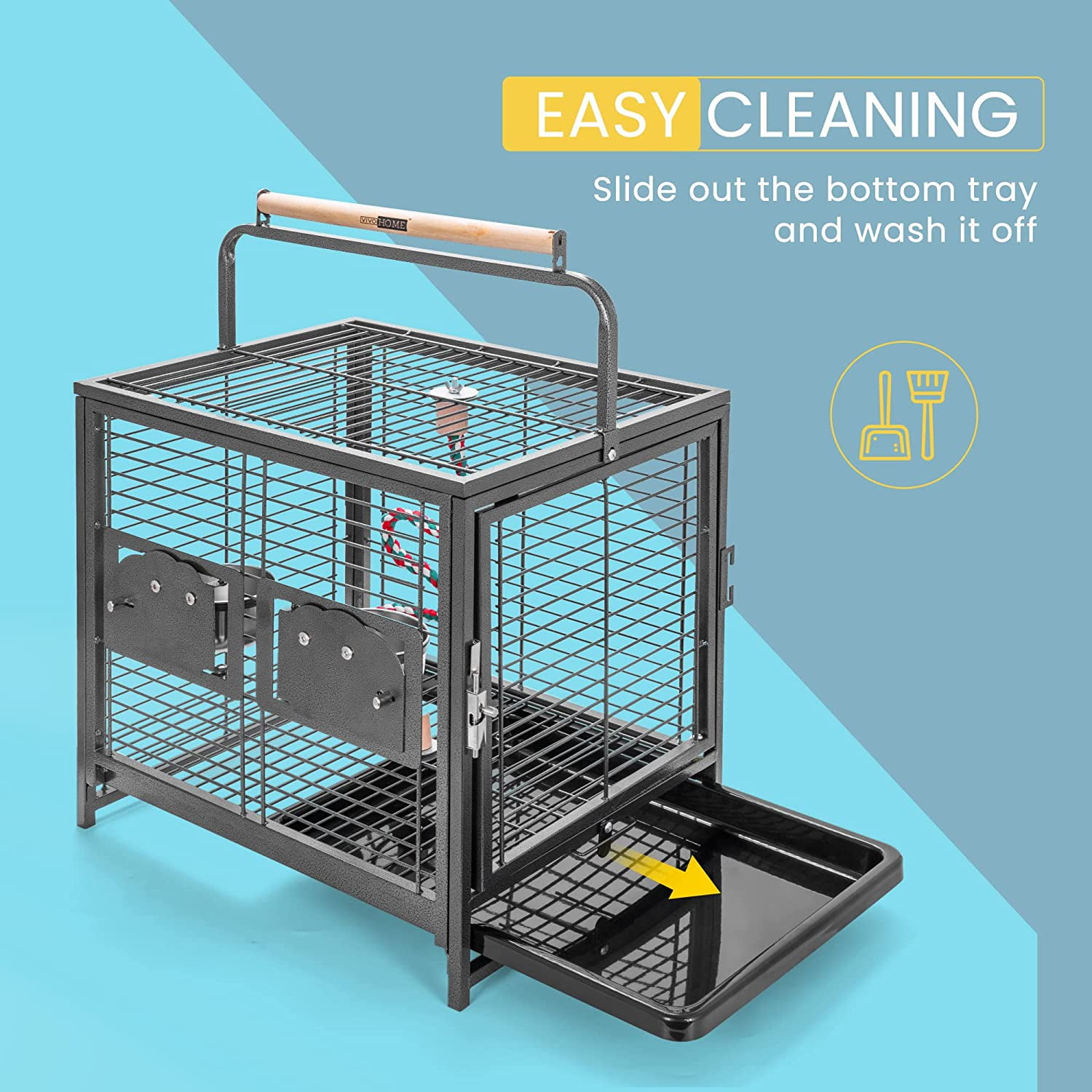SPECSTAR19" Wrought Iron Travel Carrier Bird Cage for Parrots Conures Lovebird Cockatiel Parakeets
