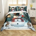 thumbnail image 2 of Xmas Snowman Duvet Cover Set Cute Rabbit Comforter Cover,Merry Christmas King Bedding Set,Xmas Snowflake Bed Set Cartoon Christmas Decorations(No Comforter), 2 of 5