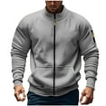 thumbnail image 2 of CQONEPT Mens Sweatshirts Full Zip Turtleneck Sweatshirts Outdoor Shackets Casual Clothes with Pockets Gray M, 2 of 6
