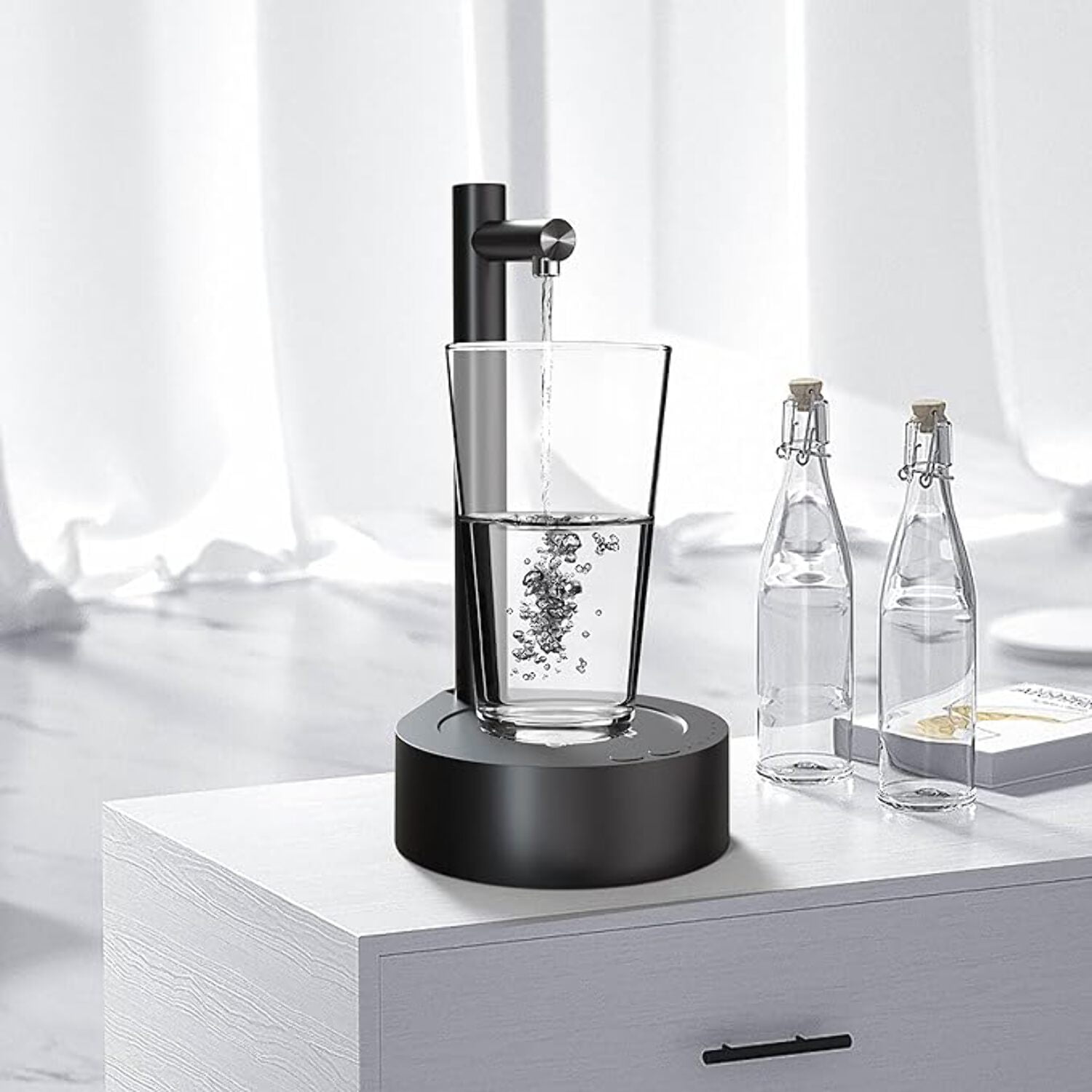HID SIPS 4L Mini Fridge and Desktop Water Dispenser, Quick Connect attachements Beverage Cooler, 1 HID SIPS Mini fridge, 1 Beverage Storage Container, 1 Replacable 200 Gallon Water Filter
