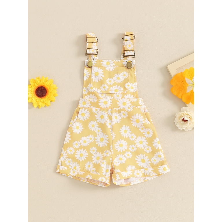 Nygoyerh Toddler Little Girls Overall Shorts Daisy Print