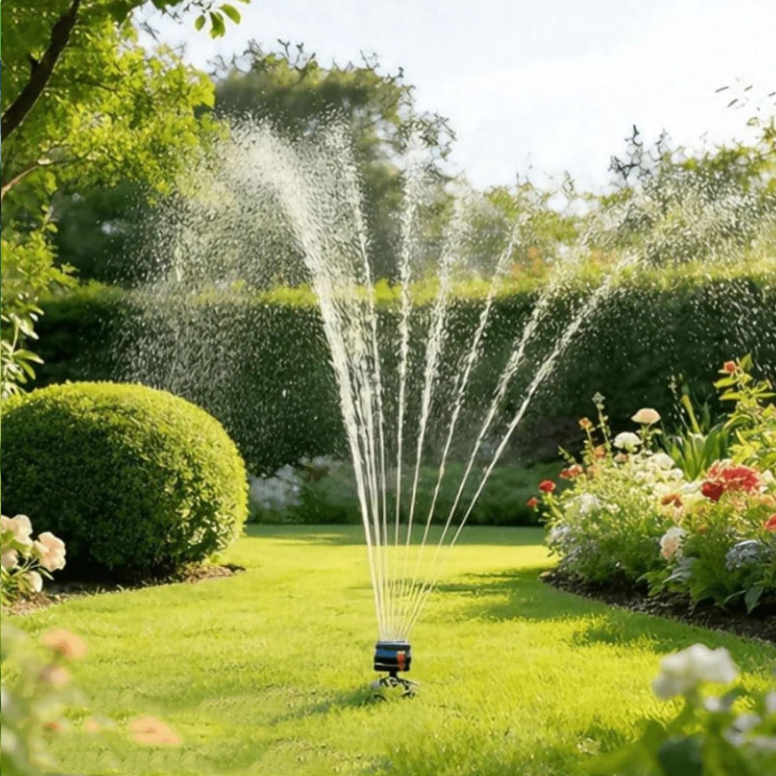 2026 New 16-Nozzle Oscillating Sprinkler with Dual-Zone Sprinkler Water Timer, Upgraded Heavy Duty Yard Irrigation, Adjustable Rotating Lawn Coverage Tool, Outdoor Plants Automatic Watering