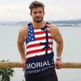 thumbnail image 6 of Gukieu Memorial Day Print Men's Quick Dry Fitness Vest, Round Neck Sleeveless Fitness Bodybuilding Top-Large, 6 of 7