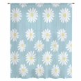 thumbnail image 2 of White Teal Daisy Sheer Curtains 45 Inches Long, Spring Summer Floral Farmhouse Light Filering Curtains, Breathable Simi Curtain Privacy Drapes for Kitchen Bathroom Lightweight Small Window Treatment, 2 of 9