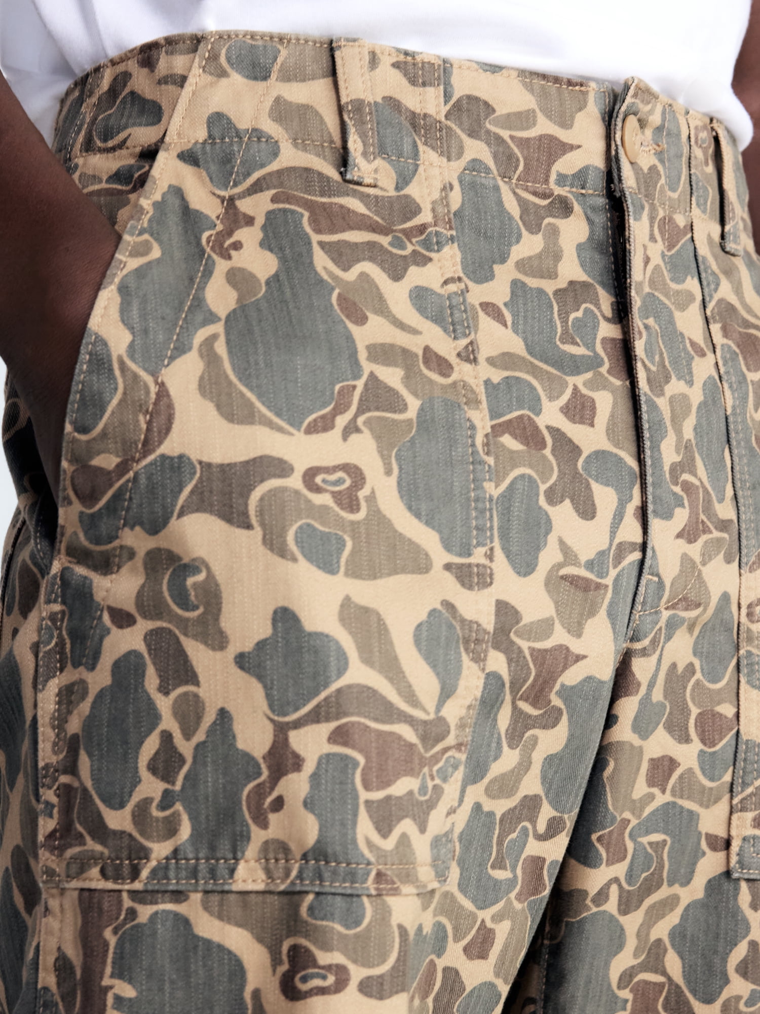 Free Assembly Men's Cotton Camo Utility Pants, Waist Sizes 30-38