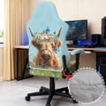 thumbnail image 3 of SCRAWLGOD Highland Cow Floral Butterfly Print Green Blue Pattern Gaming Chair Cover with Armrest Cover, Anti Slip Rotating Chair Protection Computer Chair Slipcover with Elastic Band for Home Studio, 3 of 7