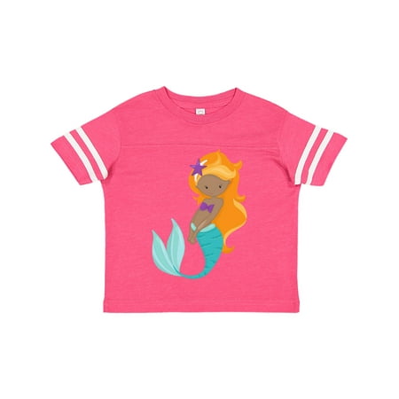 

Inktastic African American Mermaid Orange Hair Sea Star Gift Toddler Toddler Girl T-Shirt