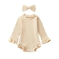 thumbnail image 1 of ZAXARRA Bébé Filles Automne Col Rond Manches Longues Volant Couleur Unie avec Bandeau, 1 of 9