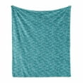 thumbnail image 1 of Teal Stripe Soft Flannel Fleece Blanket, Horizontal Wavy Lines in Monochrome Design Hand Drawn Like Design Pattern, Cozy Plush for Indoor and Outdoor Use, 50" x 60", Teal and White, by Ambesonne, 1 of 6