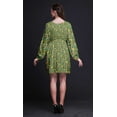 thumbnail image 2 of Bimba Robe Midi Verte à Manches Longues pour Femmes, Coupe Décontractée, Imprimée Artistique de Libellules et de Fleurs, Boutonnée - Petit, 2 of 7