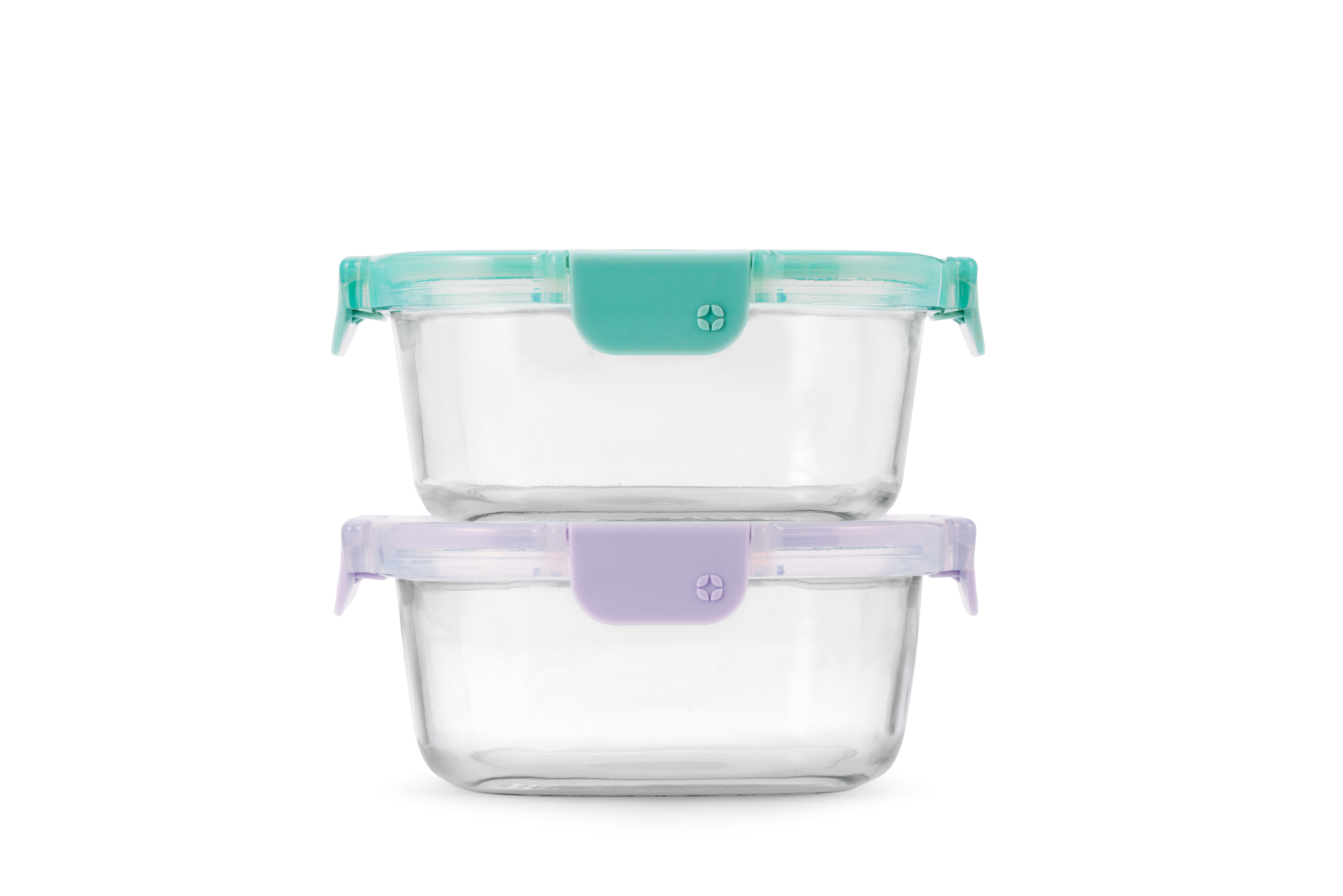 (2 pack) Ello Color Lock 3.4 Cup 2pk Round Glass Meal Prep Containers