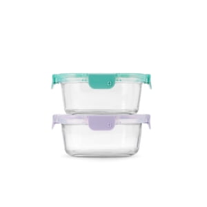 Ello Color Lock 3.4 Cup Round Glass Meal Prep Containers 2-Pack