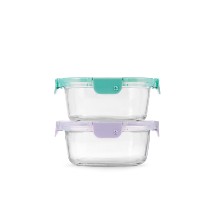 Ello Color Lock 3.4 Cup Round Glass Meal Prep Containers 2-Pack photo 1