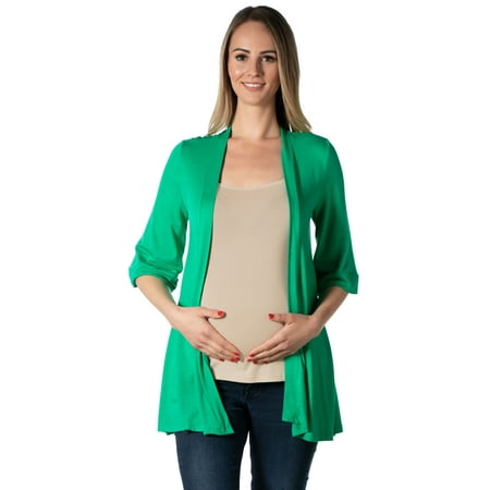 

24seven Comfort Apparel Elbow Length Sleeve Open Front Maternity Cardigan