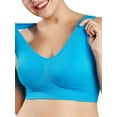 thumbnail image 2 of Womens Plus Size Sports Bra Full Figure Camisole Wirefree Sports Bras,Seamless Comfortable Padded U Back Workout Bralettes,Mid supportive Yoga Bra No-Bounce Workout Running Jogging Pullover Bra,Blue, 2 of 5