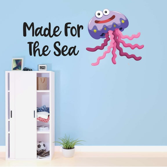 Jellyfish Made For The Sea Treasure Chest Gold Coins Neckles Fish Dream Big Little Octopus Statfish Princess Queen Sweet Dreams Bedtime Unicorn Lovely Wall Decal Sticker - Size: 30 In X 15 In