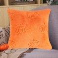 thumbnail image 2 of Halloween Throw Pillowcase Pumpkin Pattern Soft Faux Rabbit Fur Solid Color Square Shape Bedroom Living Room Sofa Decoration Pillowcase Pillow Cover, 2 of 8