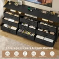 thumbnail image 5 of 9 Drawers TV Stand Dresser for 65/75/50 inch TV, Entertainment Center, 63" W Large LED TV Stand with LED Lights & Power Outlets, TV Console for Bedroom,Black, 5 of 8