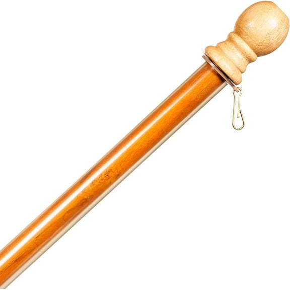 ANHXN Solid Wood Flag Pole with Holder and Anti-Wrap Tube for 3'x5' Estate Flag with Pole Sleeve, Use for Residential or Commercial