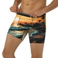 thumbnail image 3 of Xecao Serene Ocean Sunset Print Boxer Briefs for Men's Stretch Moisture-Wicking Underwear, Mid-Rise Classics breathable fabric, 3 of 7