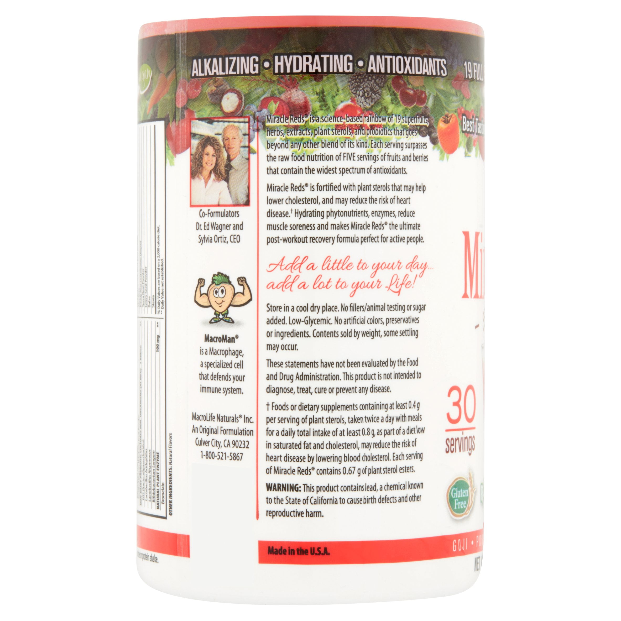 Macrolife Naturals Miracle Reds Superfood Powder, 30 Servings, 10.0 oz
